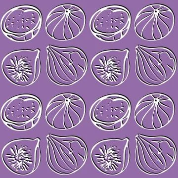 Seamless vector pattern of the circuit of figs lilac on isolated background. Stock Illustration