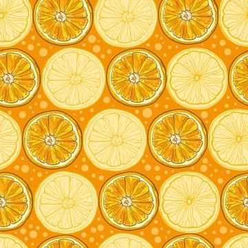 Seamless vector pattern with citrus fruits Stock Illustration
