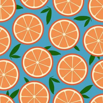Seamless vector pattern with citrus slices oranges Stock Illustration