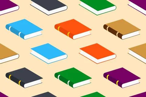 Seamless Vector Pattern with Closed Colorful Books Stock Illustration
