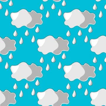 Seamless vector pattern with cloud and rain Illustrazione stock