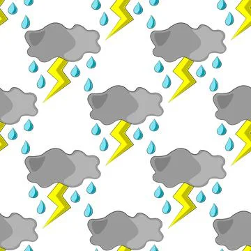 Seamless vector pattern with cloud and lightning Illustrazione stock
