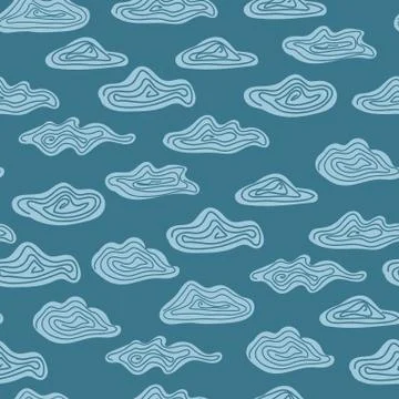 Seamless vector pattern with clouds on a teal background Stockillustratie