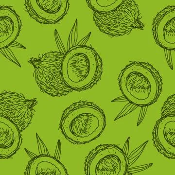 Seamless vector pattern of coconuts Stock Illustration