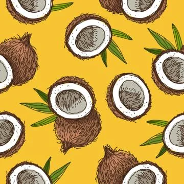 Seamless vector pattern of coconuts Stock Illustration