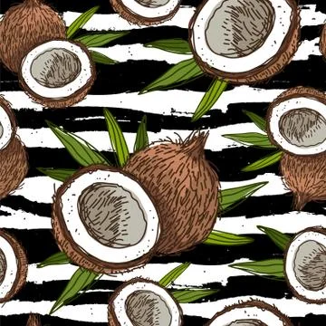 Seamless vector pattern of coconuts Stock Illustration