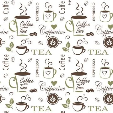 Seamless vector pattern of coffee and tea cups イラスト素材