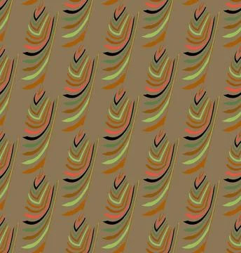 Seamless vector pattern on coffee background of colored curved elements. 库存插图