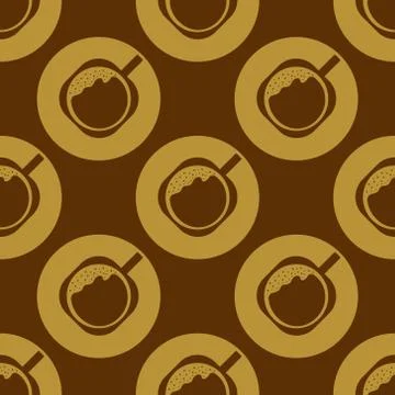 Seamless vector pattern. Coffee with foam in a cup and with a saucer Illustrazione stock