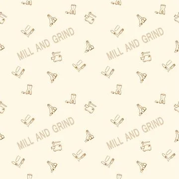 Seamless vector pattern of the coffee mill, blender and meat grinder. Stock Illustration