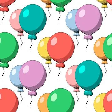 Seamless vector pattern with color air balloon Stock Illustration