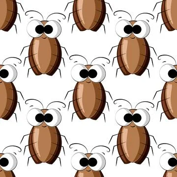 Seamless vector pattern with color cute cockroach Illustrazione stock
