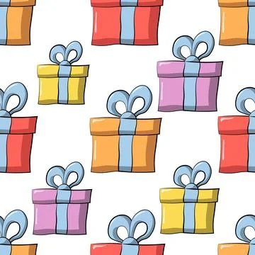 Seamless vector pattern with color gift box Stock Illustration