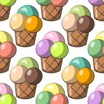 Seamless vector pattern with color ice cream Stock Illustration