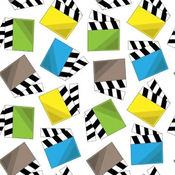 Seamless vector pattern with color little clapperboards Stock Illustration