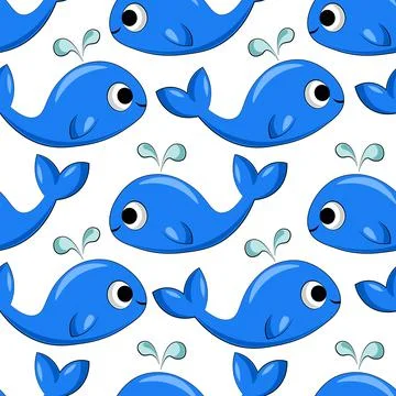 Seamless vector pattern with color little whale Stock Illustration