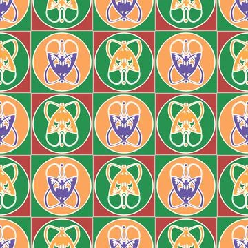 Seamless vector pattern in colored floral Art Nouveau style Stock Illustration