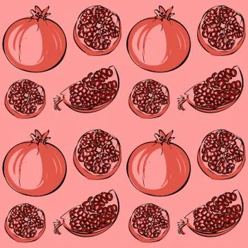 Seamless vector pattern of colored garnet on a pink isolated background. Illustrazione stock