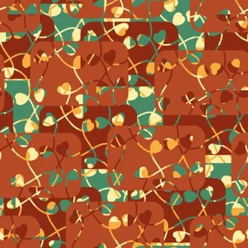 Seamless vector pattern with colorful brick wall and climbing vines Illustrazione stock