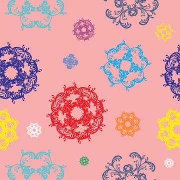 Seamless vector pattern with colorful decor Stock Illustration