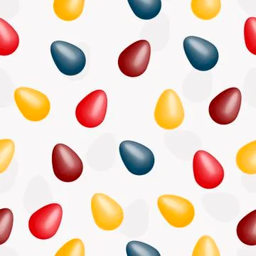 Seamless vector pattern with colorful easter eggs on white background Stock Illustration