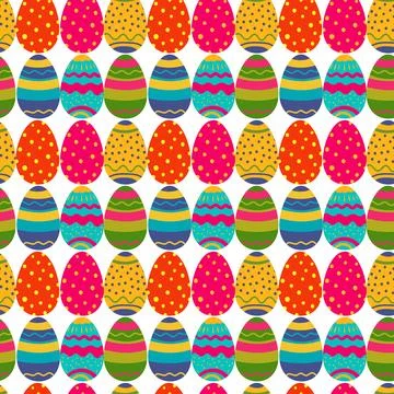 Seamless vector pattern with colorful easter eggs arranged in a row Illustrazione stock