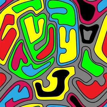 Seamless vector pattern with colorful freehand shapes Stock Illustration