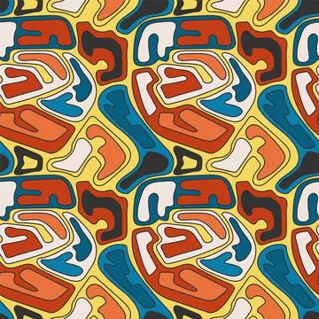 Seamless vector pattern with colorful freehand shapes Stock Illustration