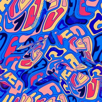 Seamless vector pattern with colorful freehand shapes Stock Illustration