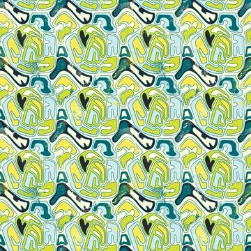 Seamless vector pattern with colorful freehand shapes Stock Illustration