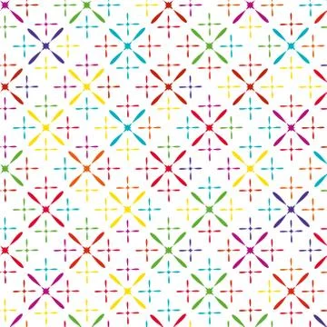 Seamless vector pattern with colorful fun figures on white background. Illustrazione stock