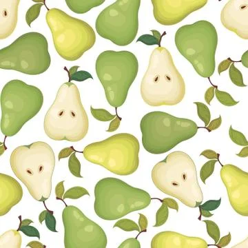 Seamless vector pattern with colorful pears isolated on white background. Nat Stock Illustration