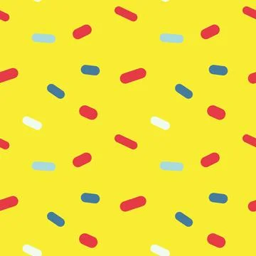 Seamless Vector Pattern with Colorful Rounded Rectangles on Yellow Background Illustrazione stock