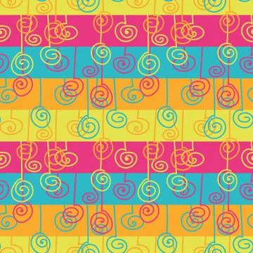 Seamless vector pattern with colorful stripes and swirls Illustrazione stock