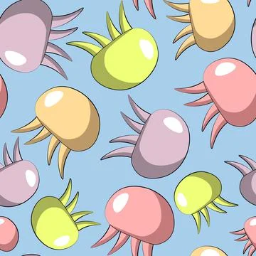 Seamless vector pattern with colors cartoon Jellyfish Stock Illustration