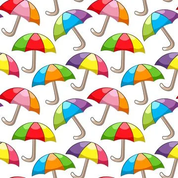 Seamless vector pattern with colors little umbrella Stock Illustration