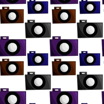 Seamless vector pattern with colors old camera 스톡 일러스트