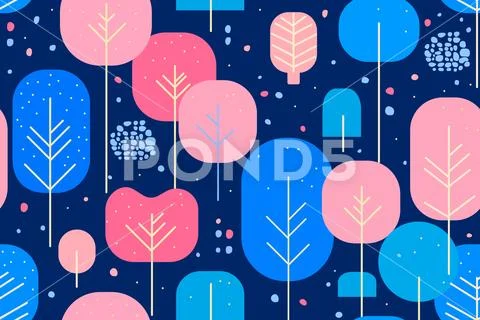 Seamless vector pattern with Conifer and deciduous Tree on a white background Stockillustratie