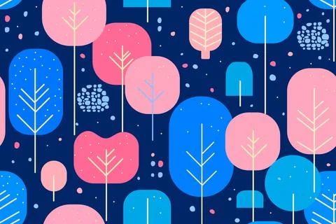 Seamless vector pattern with Conifer and deciduous Tree on a white background Stockillustratie