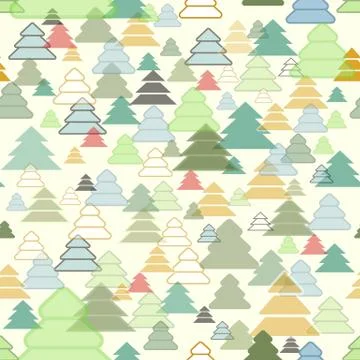Seamless vector pattern of coniferous forest Stock Illustration
