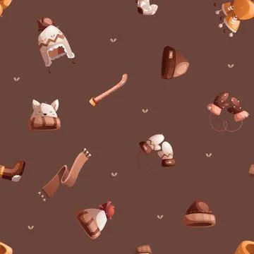 Seamless vector pattern consisting of winter children's clothing such as hats Stock Illustration