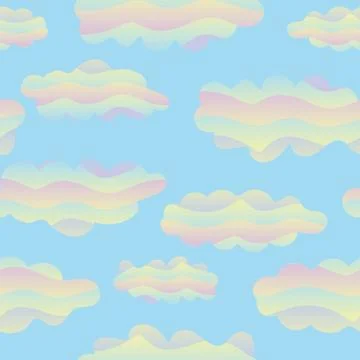 Seamless vector pattern with cotton candy rainbow clouds Illustrazione stock
