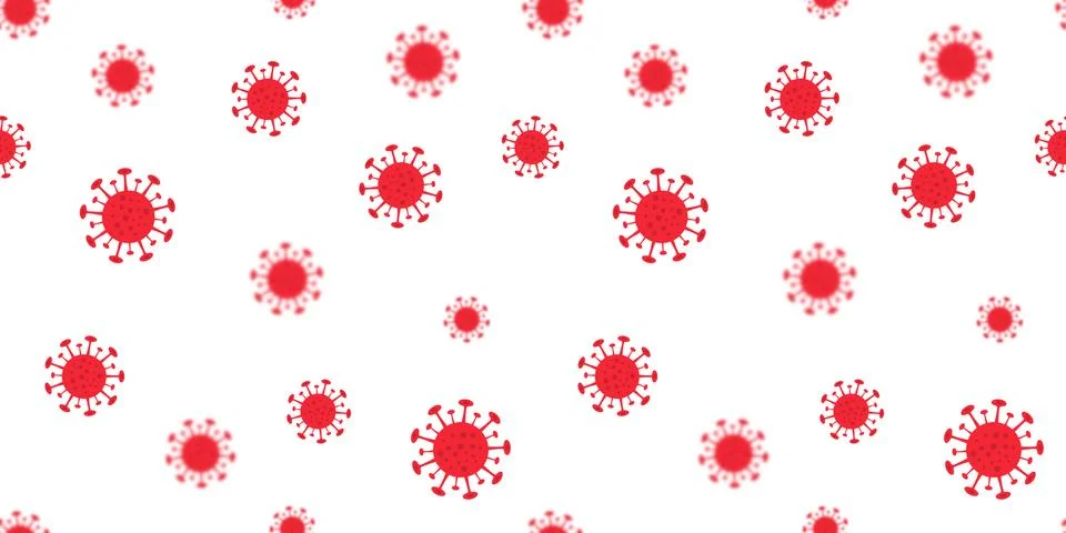 Seamless vector pattern of covid virus icon sign in focus and blurred Stock Illustration