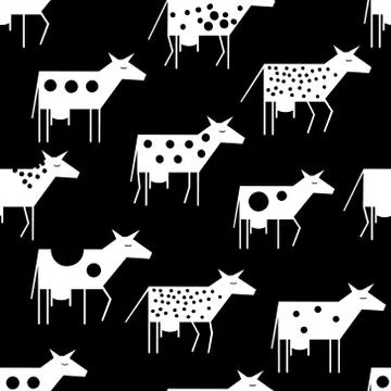Seamless vector pattern with cows. Can be use for packaging, wrapping design  Stock Illustration