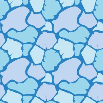 Seamless vector pattern with cracked sea ice in shades of cold blue colors Stock Illustration