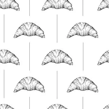 Seamless vector pattern with croissants. Stock Illustration