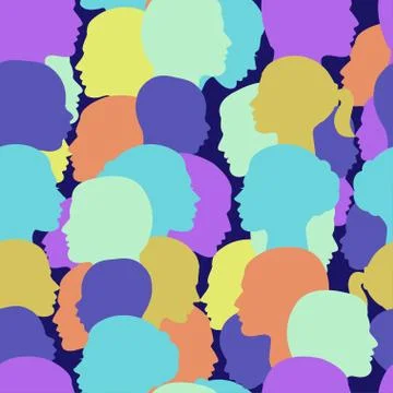 Seamless vector pattern crowd of people profile Stock Illustration