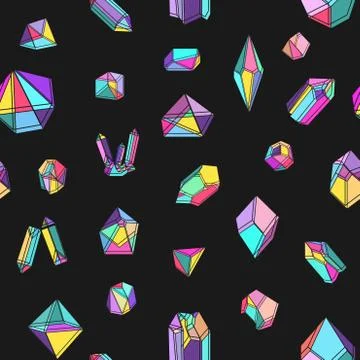 Seamless vector pattern with crystals. Trendy hipster retro background Stock Illustration