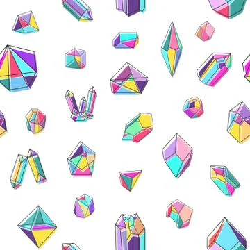 Seamless vector pattern with crystals. Trendy hipster retro background Stock Illustration