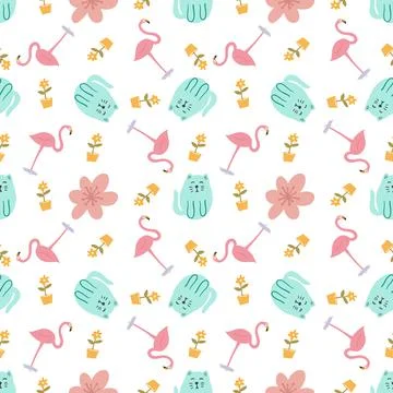 Seamless vector pattern with cute animals Illustrazione stock